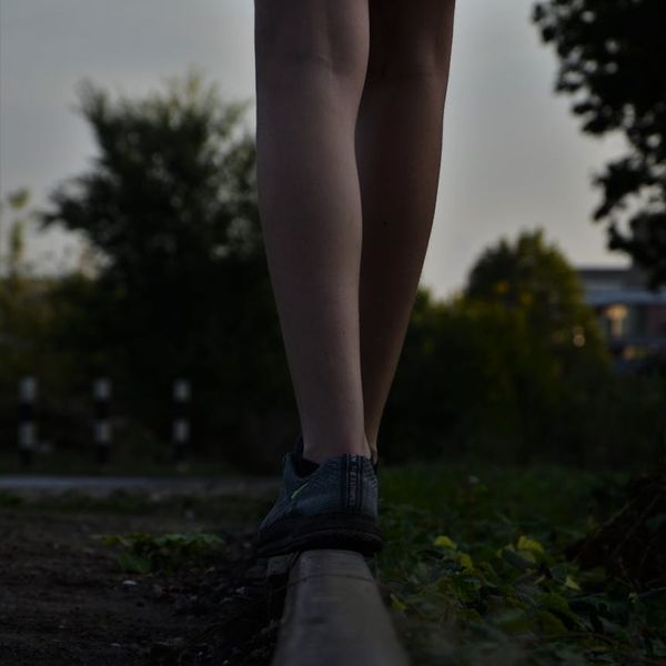 Focus on feet during a balance exercise